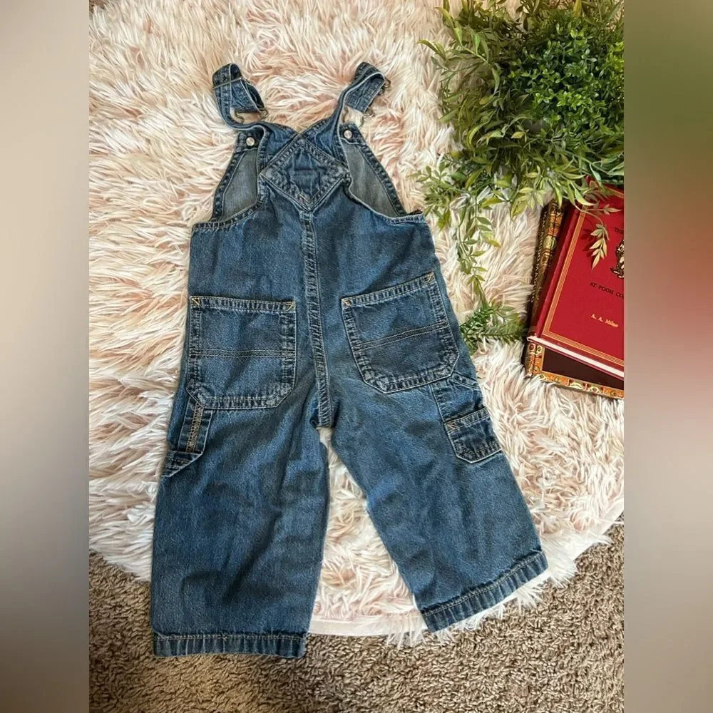 Carters Blue Denim Snap‎ Leg Jean Overalls Baby Sz 12 Months